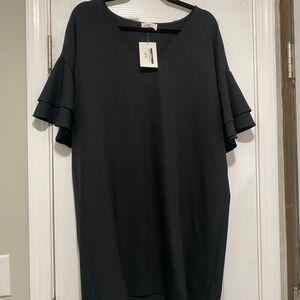 Elegant Black Ruffle Sleeve dress